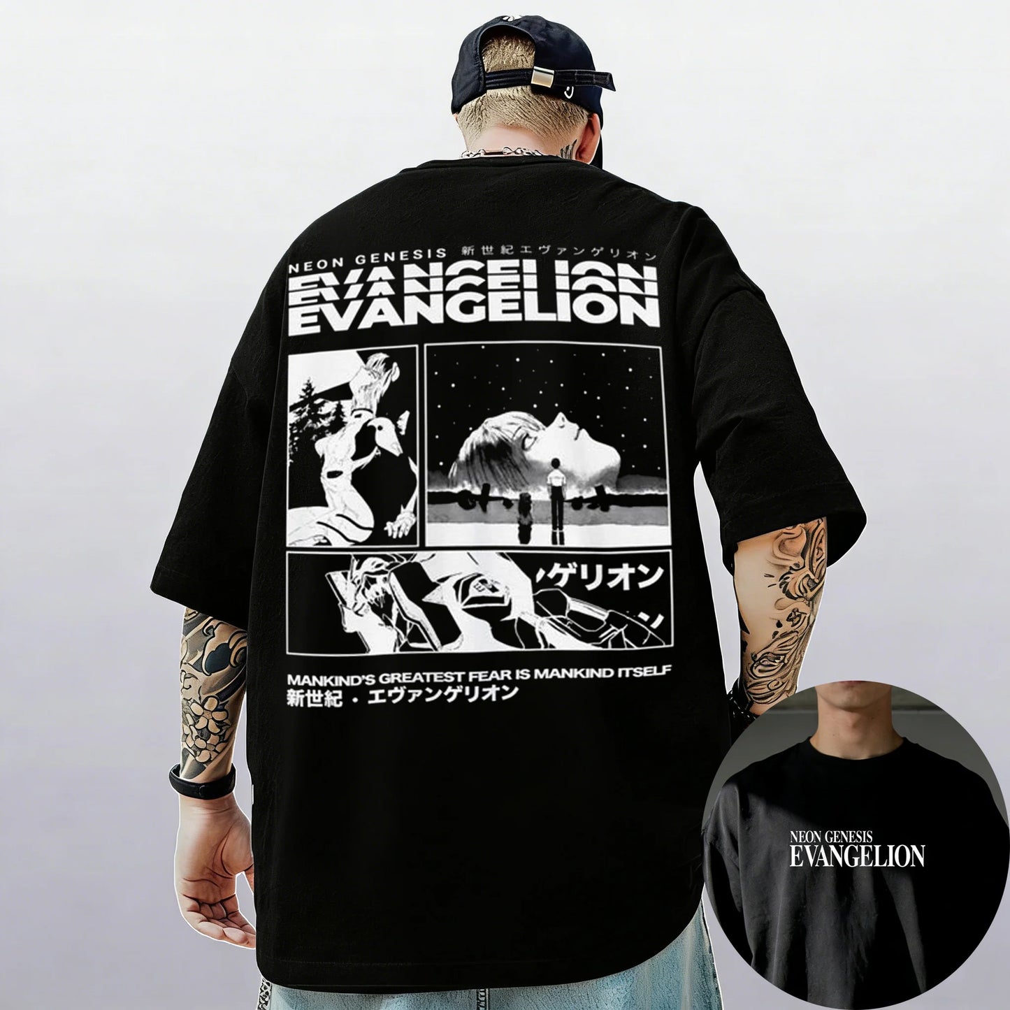 2026 New Neon Genesis Evangelion End of Eva Eye Printed Short Sleeve T-shirt Men's and Women's T-shirt Men's Top Sports T-shirt