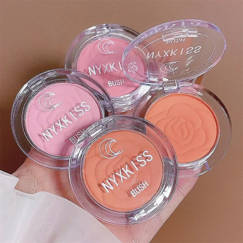 Single Color Matte Embossed Petal Blush Palette Peach Cream Pink Orange Cheek Contour Makeup Rouge for Women Beauty Cosmetics