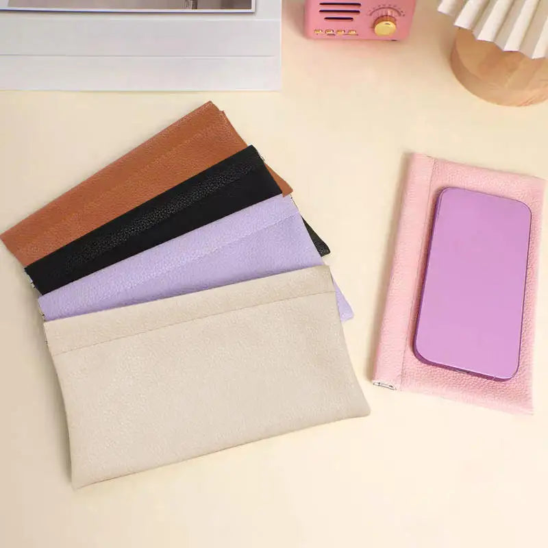 Fashion Automatic Closing PU Shrapnel Storage Bag Earphone Data Cable Lipstick Jewelry Portable Mini Waterproof Storage Bag