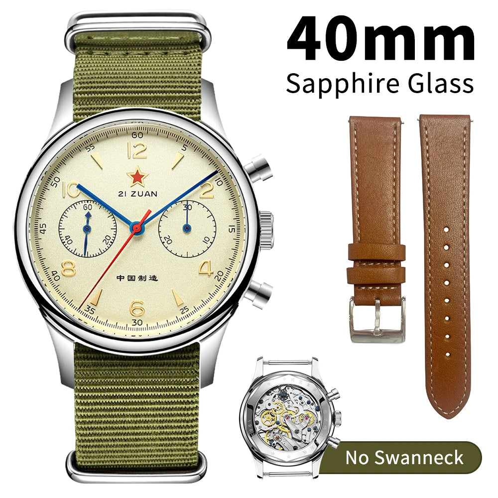 Seakoss Men 1963 Chronograph 38mm 40mm Acrylic Sapphire Glass Luminous Seagull ST1901 Movement Pilot Aviation Mechanical Watches