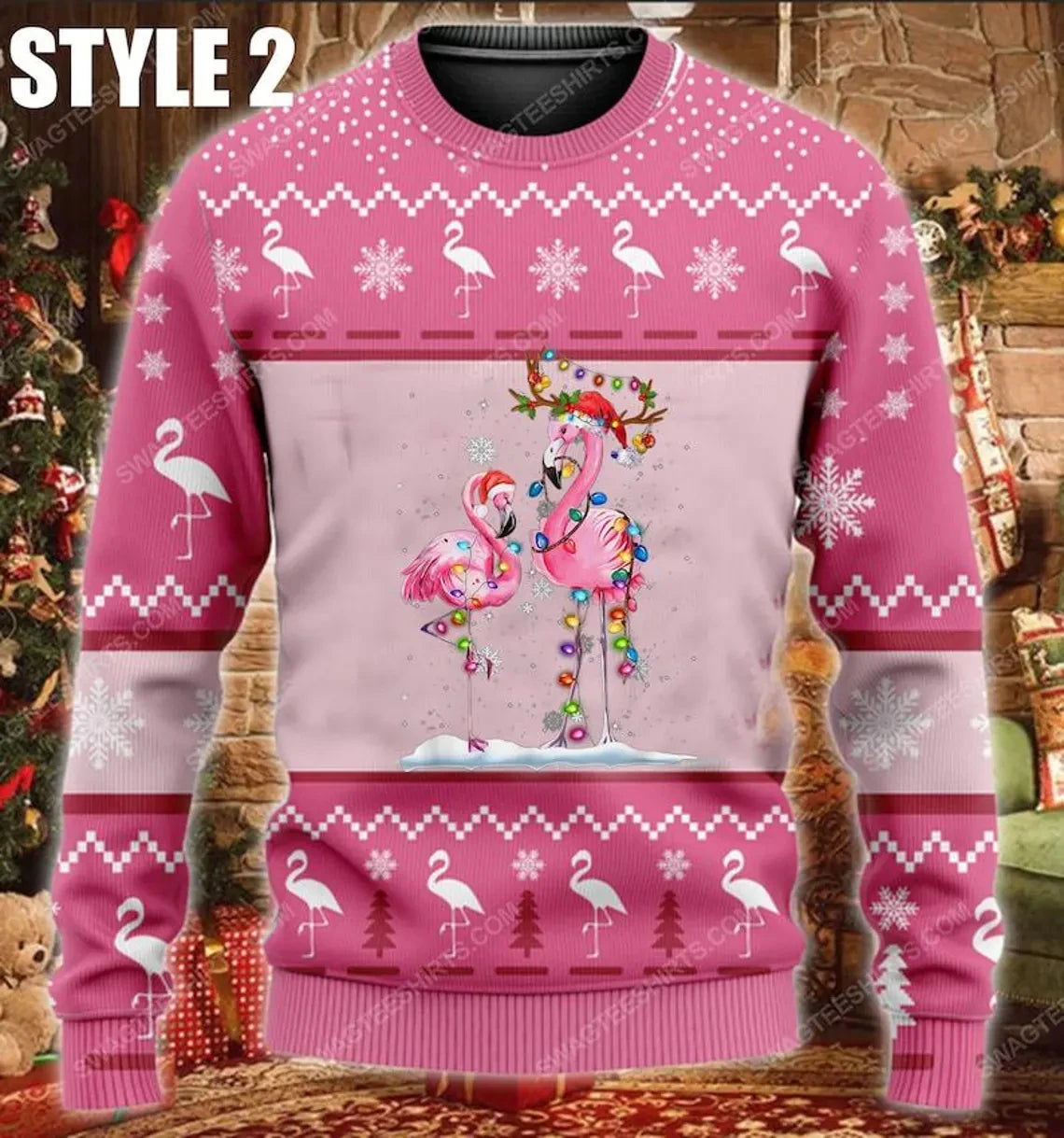 Flamingo Graphic Jumper Sweater For Women Clothes Casual Unisex Christmas Sweaters Autumn Funny Ugly Christmas Sweatshirt Hoodie