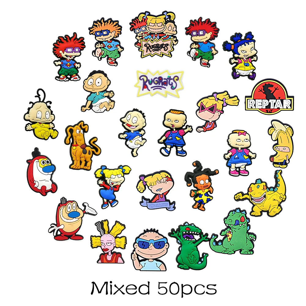 11-100Pcs Cartoon PVC Shoe Charms Accessories Fit Clogs Sandals Garden Shoes Decoration Buckle Kids Party X-mas Gifts