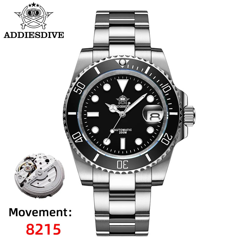 ADDIESDIVE Luxury New Men's Watches Waterproof Sapphire Automatic Mechanical Watches Stainless Steel Luminous Dive Watch For Men