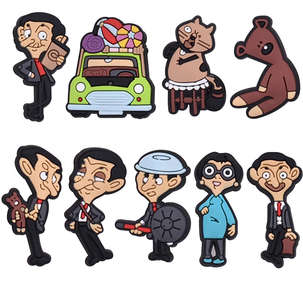 1-100Pcs Mr. Bean Shoes Charms Cartoon Funny Man Clogs Sandals Garden Shoes Accessories Decorate Buckle Kids Gifts Wholesale
