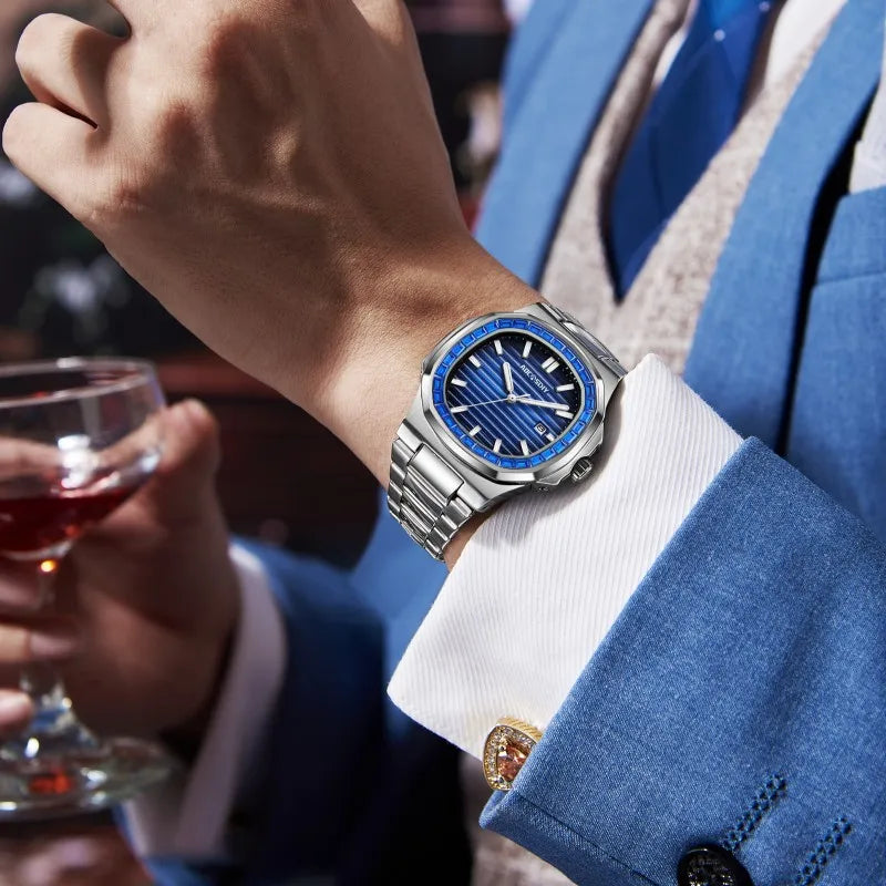 New Rhinestone Men's Watch Business Casual Waterproof Calendar Luminous Quartz Wristwatch Fashion Watches for Men reloj hombre