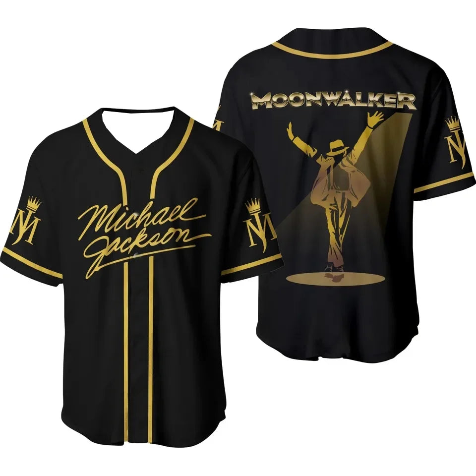 New Summer Men's MJ Michael Jackson Printed Baseball Jersey Neutral O-Neck Short Sleeve Women's Fashion Hip Hop T-shirt Fan Gift