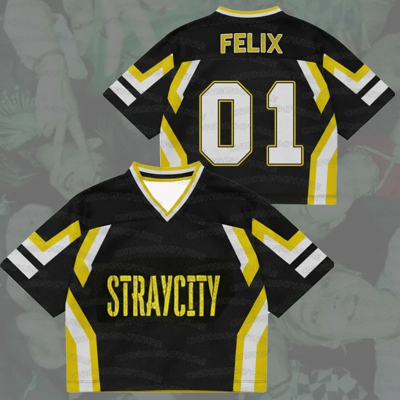 Summer Men's Women's Short SLeeve Stray City 2026 Concert World Tour Mixed Mesh Jersey Kpop Fans FELIX T-shirt Tops
