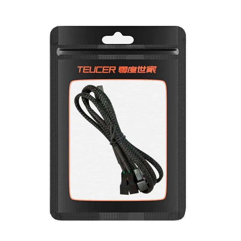 TEUCER 4-pin 1 to 4 Way PWM Fan Splitter Cable Cooled 1 to 2/3/4 Way Tap Sleeve Extension Braided Cable Extension fan connector