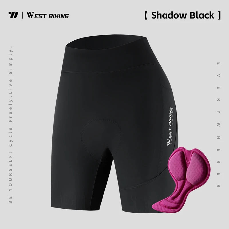 WEST BIKING Women Cycling Bib Shorts Summer High-waisted MTB Road Bike Shorts Breathable Quick Dry Yoga Fitness Bicycle Tights
