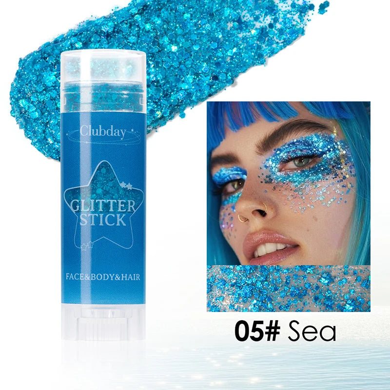 Face Body Sequins Glitter Gel Stick Makeup White Pearl Pink Highlighter Hair Painting Brighten Stage Makeup Flash Sequins Cream