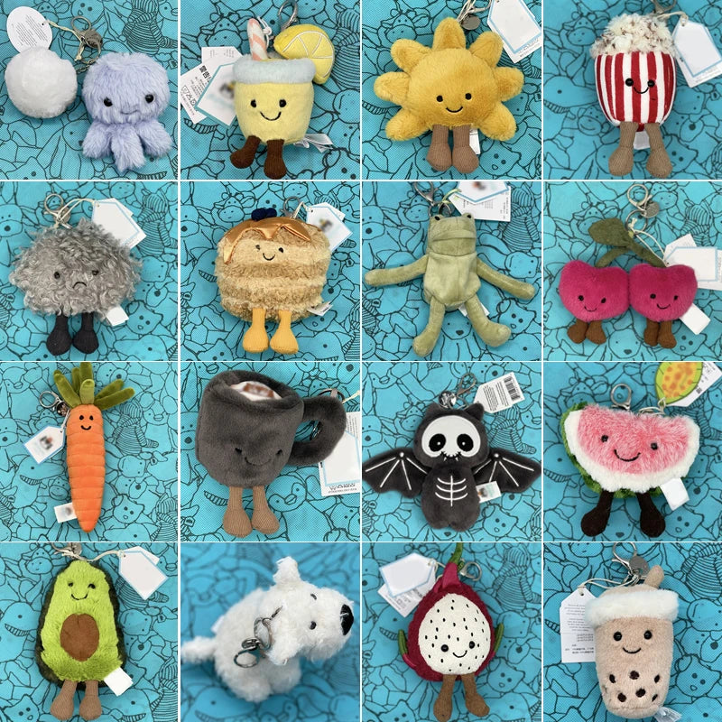 Muffin Plush Toy, Mini Cherry Charm, Jellyfish Plush Toy, Watermelon, Sunflower, JC Sour Pickle Bag Charm