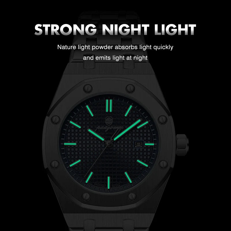 PAAZOMU Luxury Quartz Man Wristwatch Waterproof Luminous Date Men Watches Stainless Steel Men's Watch Male Reloj+Gift Box