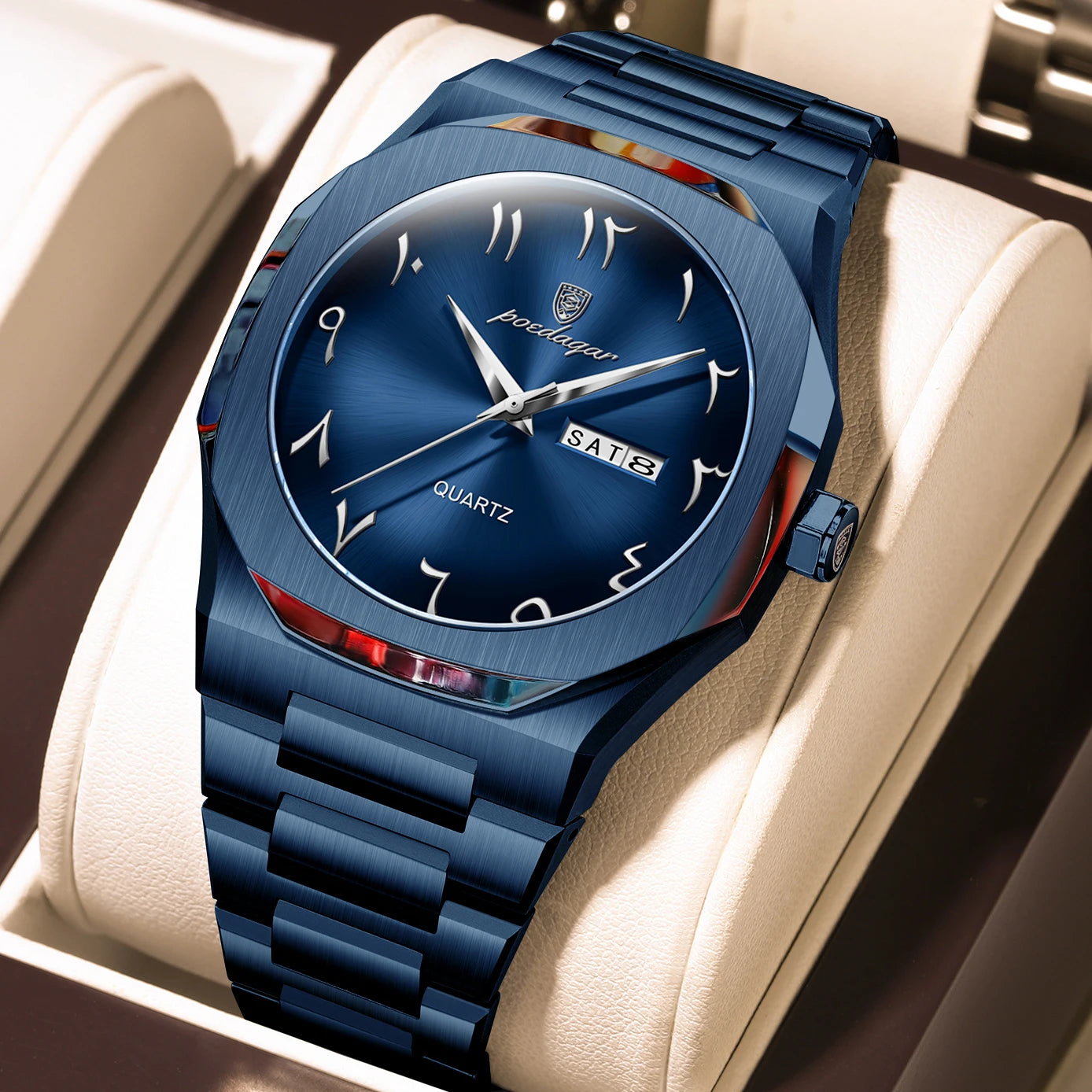 POEDAGAR Original Luxury Men's Watch Waterproof Week Date Fashion Men Wristwatch Quartz Stainless Steel Man Watches Reloj Hombre