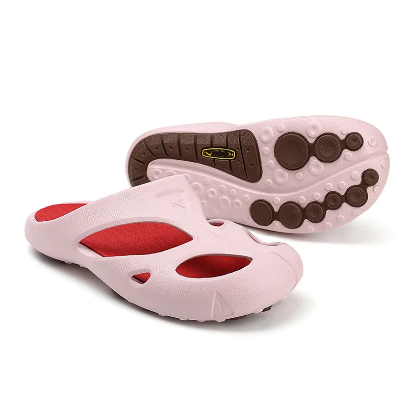 Wangkeen Shanti Outdoor Casual Beach Sandals Breathable Comfortable Men's Women's Trekking Shoes PVC Upper Flat Heel Printed...