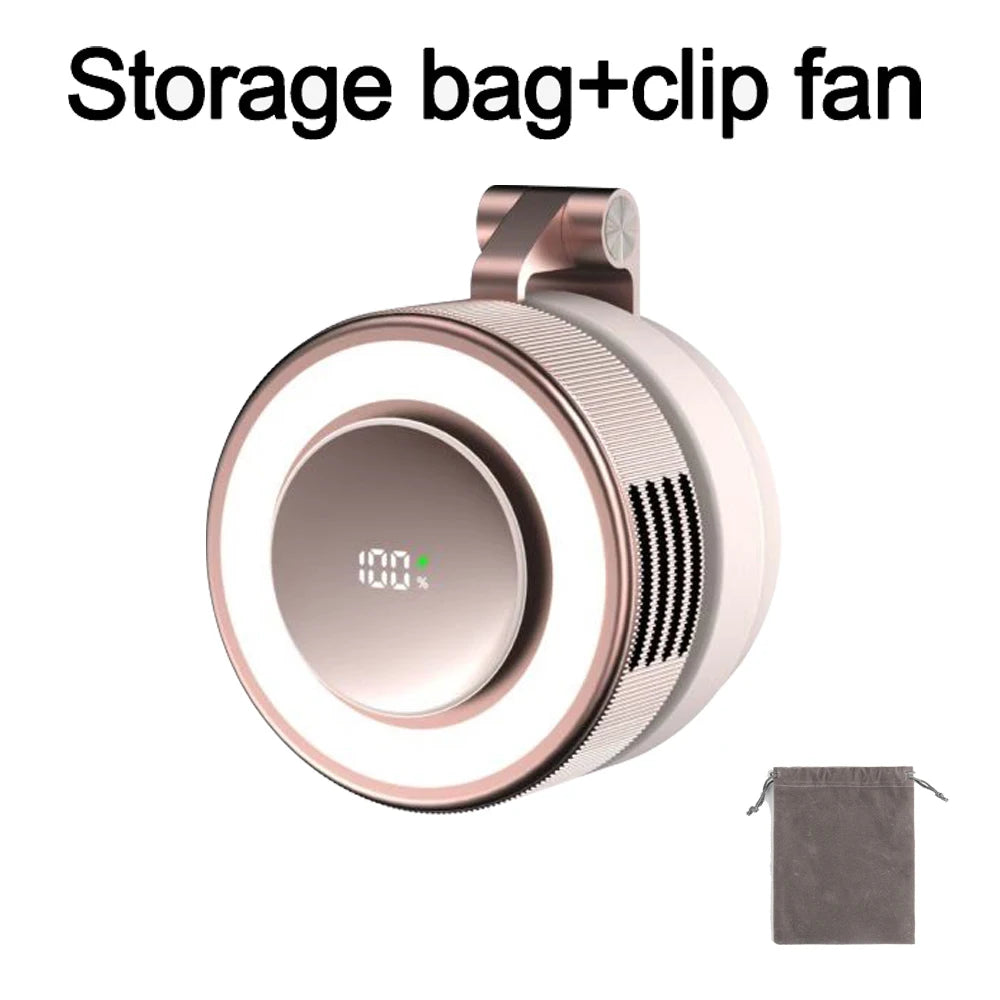Portable Fan Mini Fan For Home Outdoor USB Rechargeable Magnetic Lamp Fan Rotating Collar Clamped Bladeless Bracket Fan