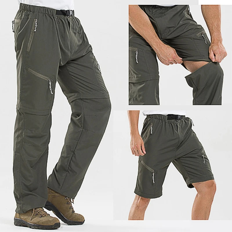 Summer Tactical Pants for Men Quick Drying Women Cargo Pants Waterproof Climb Trekking Camp Work Pants Detachable Stretch Shorts