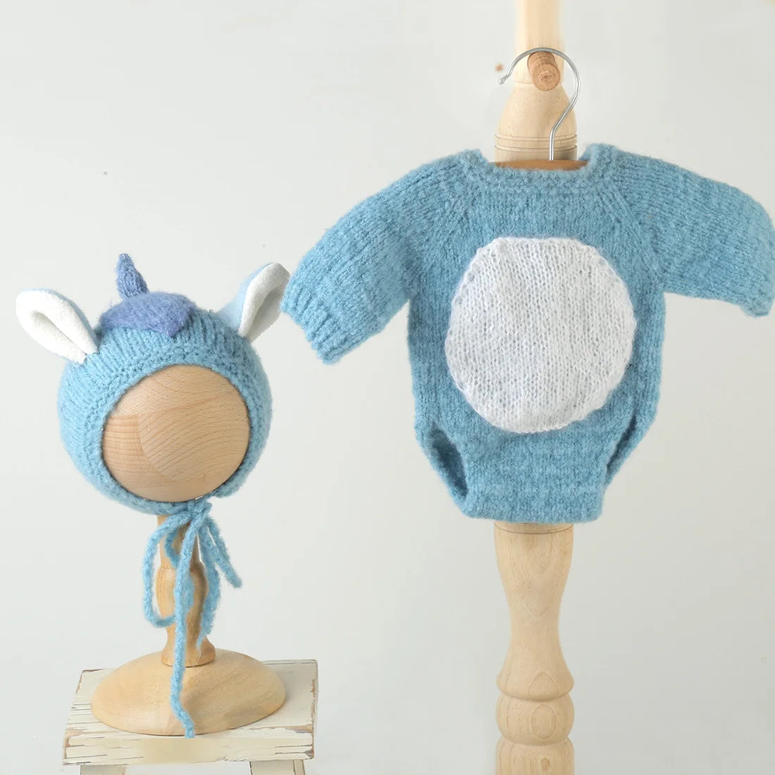 Newborn knitted Horse Jumpsuits Outfit Newborn Photography Props Crochet Baby Horse Romper And Toy Set