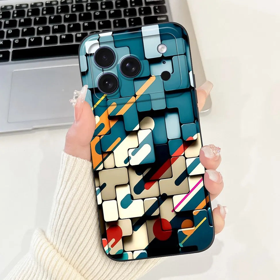 For iPhone 17 Pro Case Silicone Luxury Flowers Cute Kawaii Funny Painted Cover For iP 17 Pro Phone Case A3256 A3522 A3523 A3524