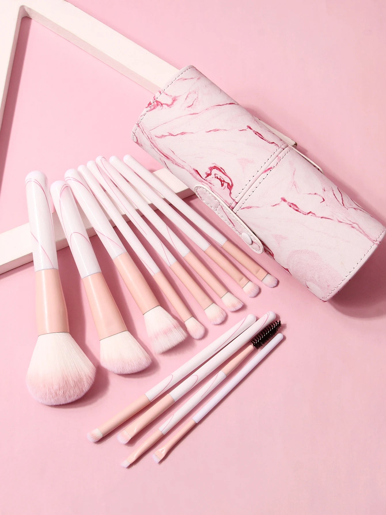 Multi-Function Cosmetic Brush Set, 12pcs Pink Fiber Makeup Brush Kit for Women with Makeup Brush Storage Bucket