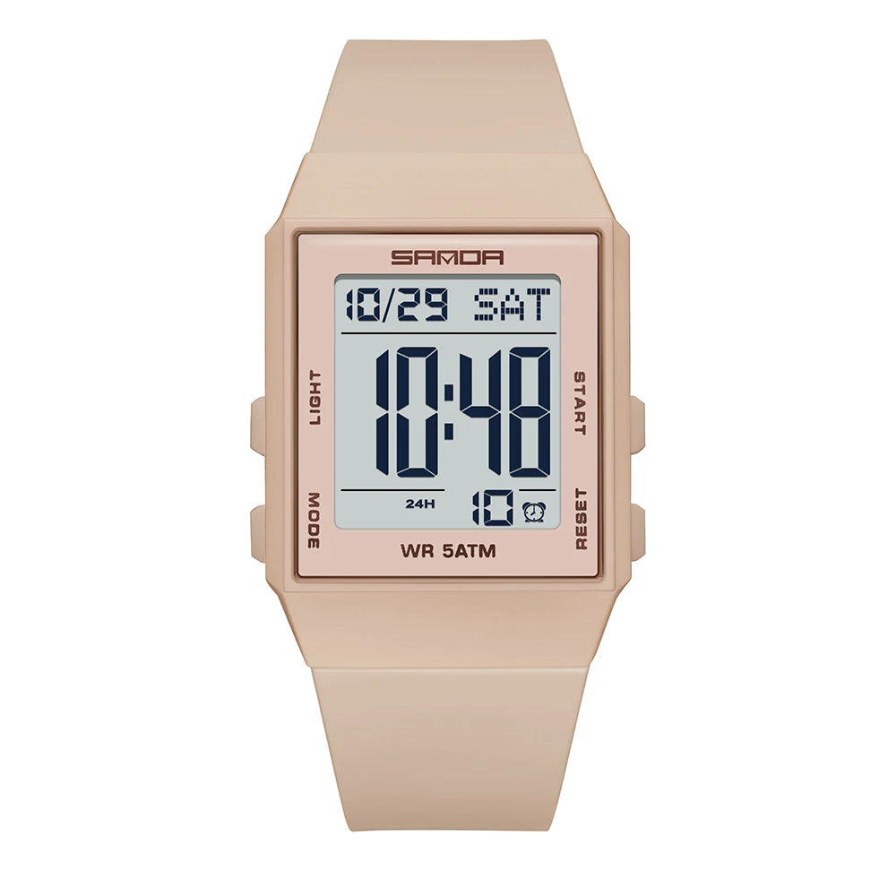 SANDA Woman Fashion Watches Fashion Sports Watch Silicone Strap 3ATM Waterproof Time Display Women's LED Digital Watch Gift