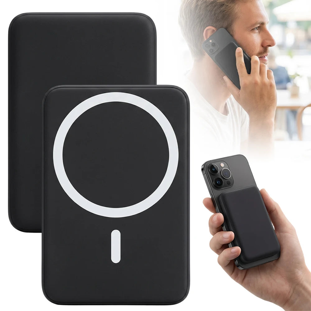 Compact and Portable Wireless Magnetic Power Bank with A 5000mAh Capacity. Small and Portable, Compatible with IPhone 15/14/13/12/Pro/Pro.