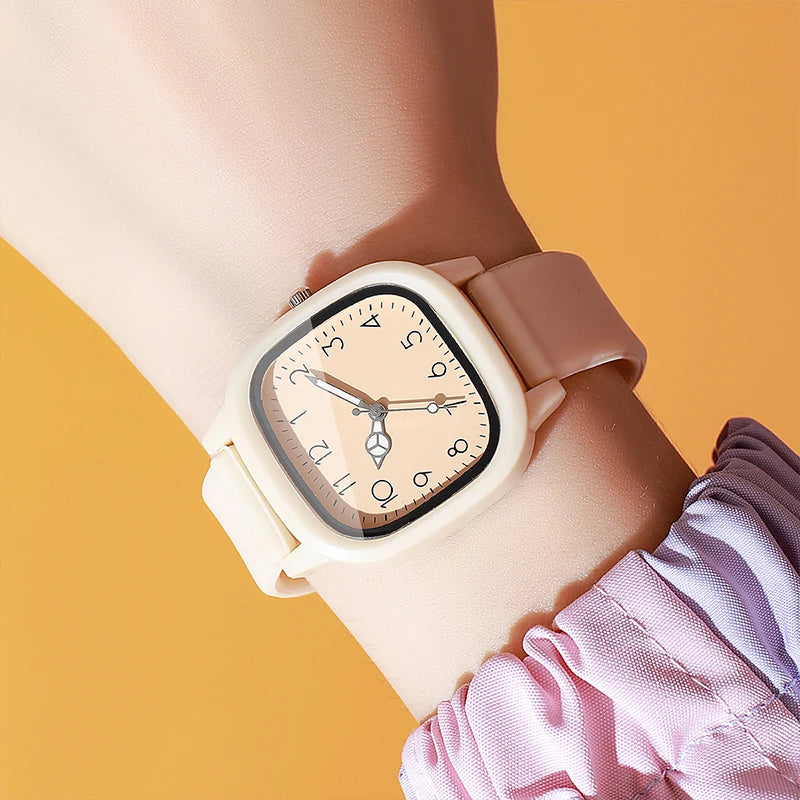 Fashion Candy Color Silicone Band Women Watches Square Dial Ladies Quartz Wristwatch for Girls Clock Reloj Mujer