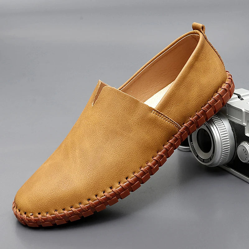 Jumpmore New style casual handmade moccasins Leather loafers Men Driving Shoes Size 39-48