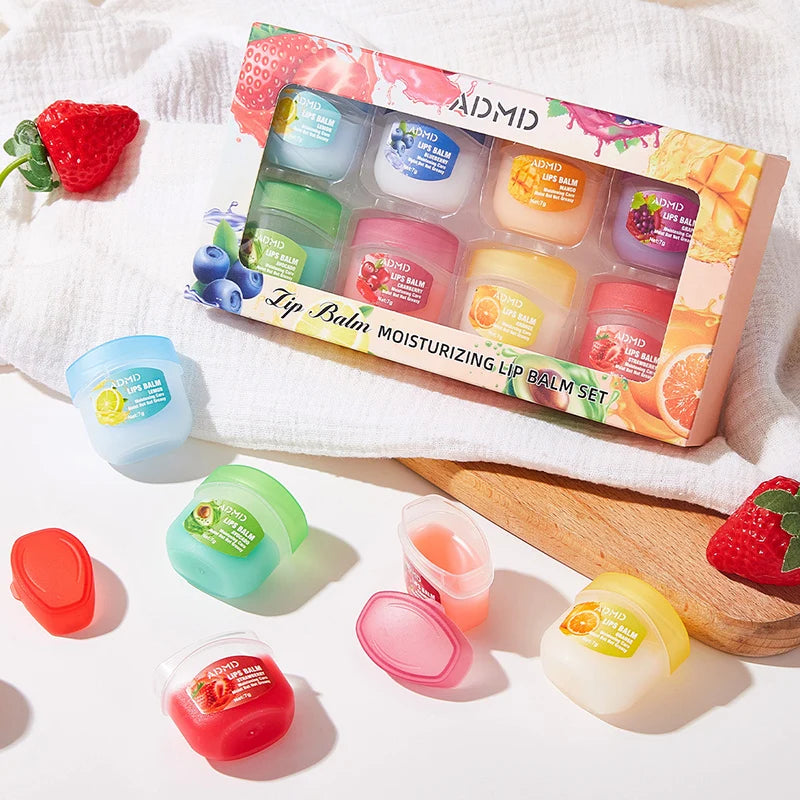 4/8/24pcs Fruit Series Lip Balm Set Moisturizing Refreshing Non-sticky Anti-Cracked Lip Balm for Lips Skin Care