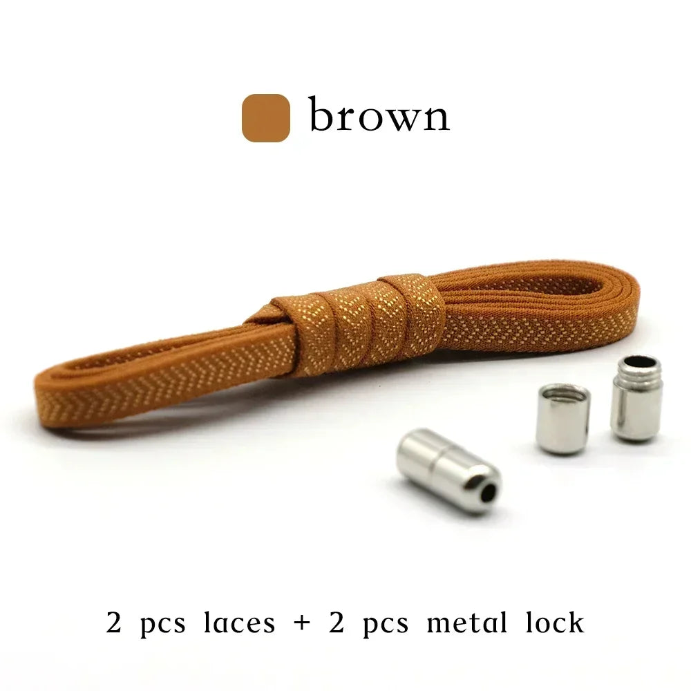 No Tie Shoelaces with Metal Lock – Flat Elastic Shoe Laces for Adults and Kids Sneakers, Quick Wear Shoe Strings for Lazy Day