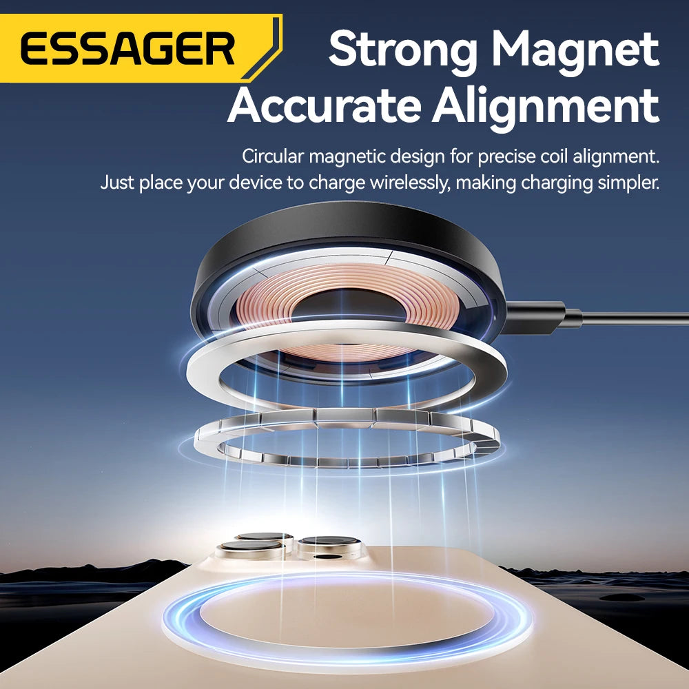 Magnetic Wireless Charger with Holder – 15W Fast Charging