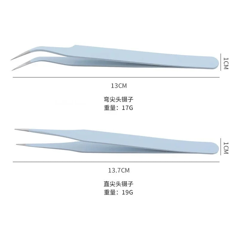 Eyebrow Tweezers Stainless Steel Slant Tip Hair Removal Makeup Tool Kit Eyelashes Extension High Precision Anti-Static Tweezers