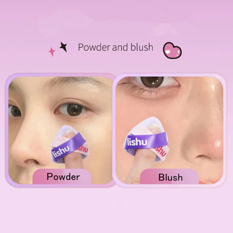 LISHU 3pcs Mini Flocking Powder Puffs Detail Makeup Blender Sponge Fluffy  Plush Blusher Foundation  Application Cosmetic Tool
