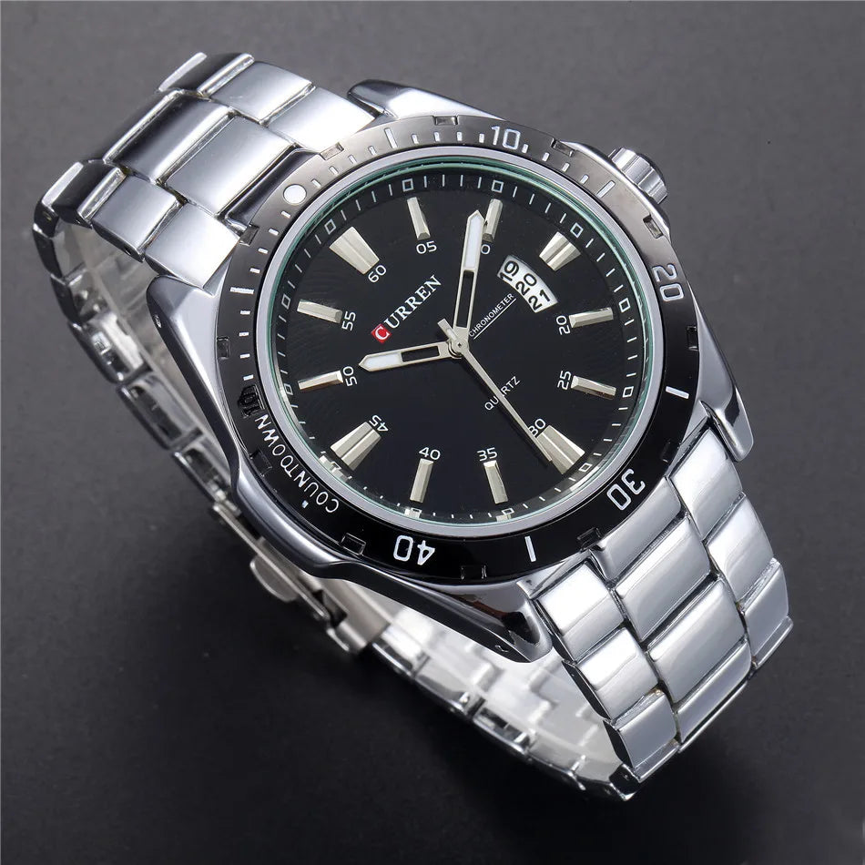 CURREN Fashion Men's Quartz Watch Stainless Steel Waterproof Luminous Man Watch Chronograph Date Multifunction Watches For Men