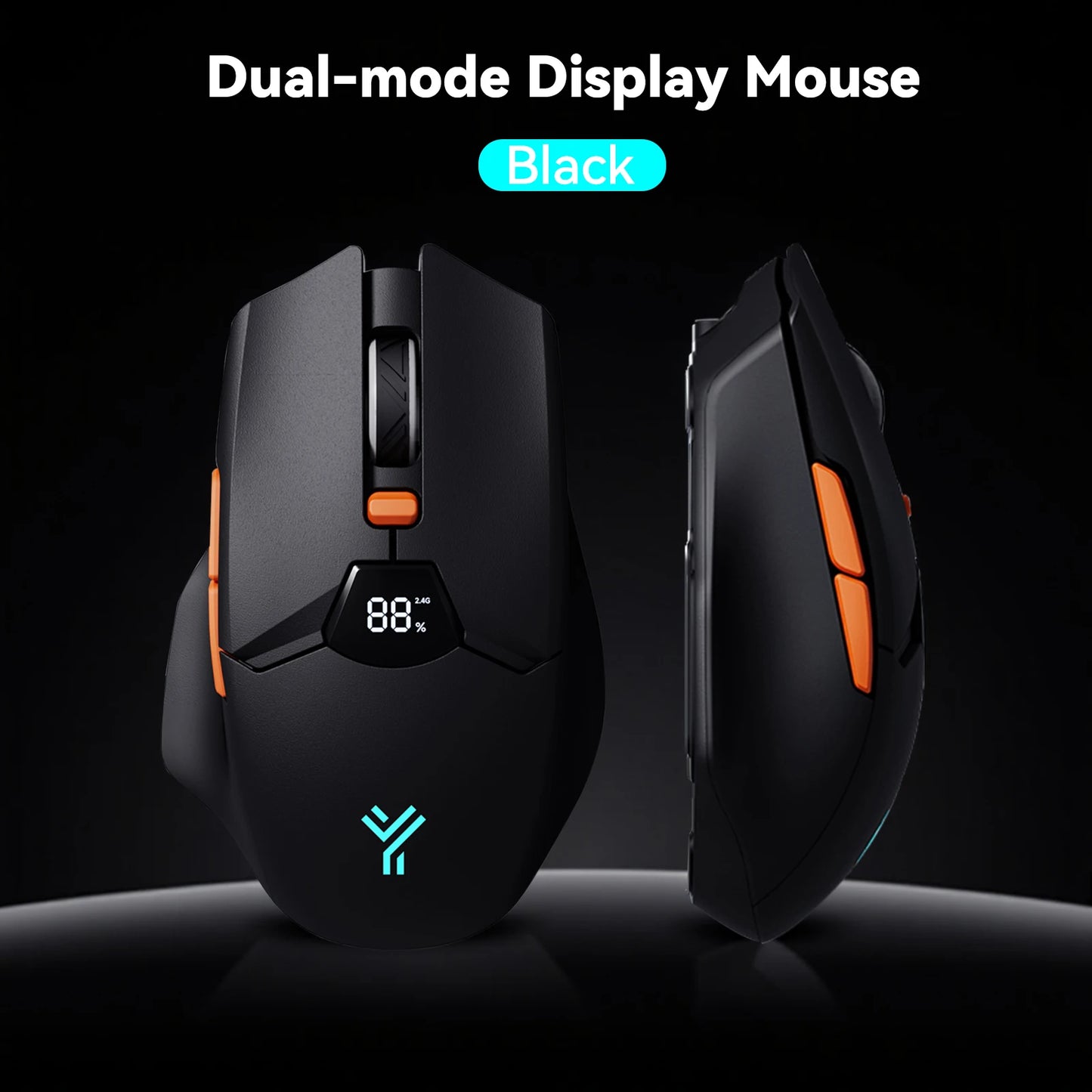 Wireless Mouse 2.4G & Bluetooth, 6-Level DPI (800 to 6400), 600mAh Battery, Ergonomic Design for PC/Laptop, Black & Grey White