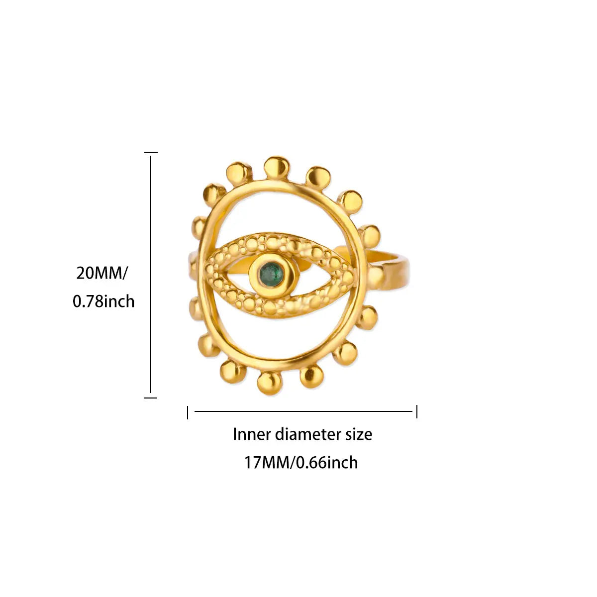 Luxury Zircon Evil Eye Rings For Women Gold Color Lucky Eye Opening Ring Women Trendy Punk Gothic Aesthetic Jewelry Accessories