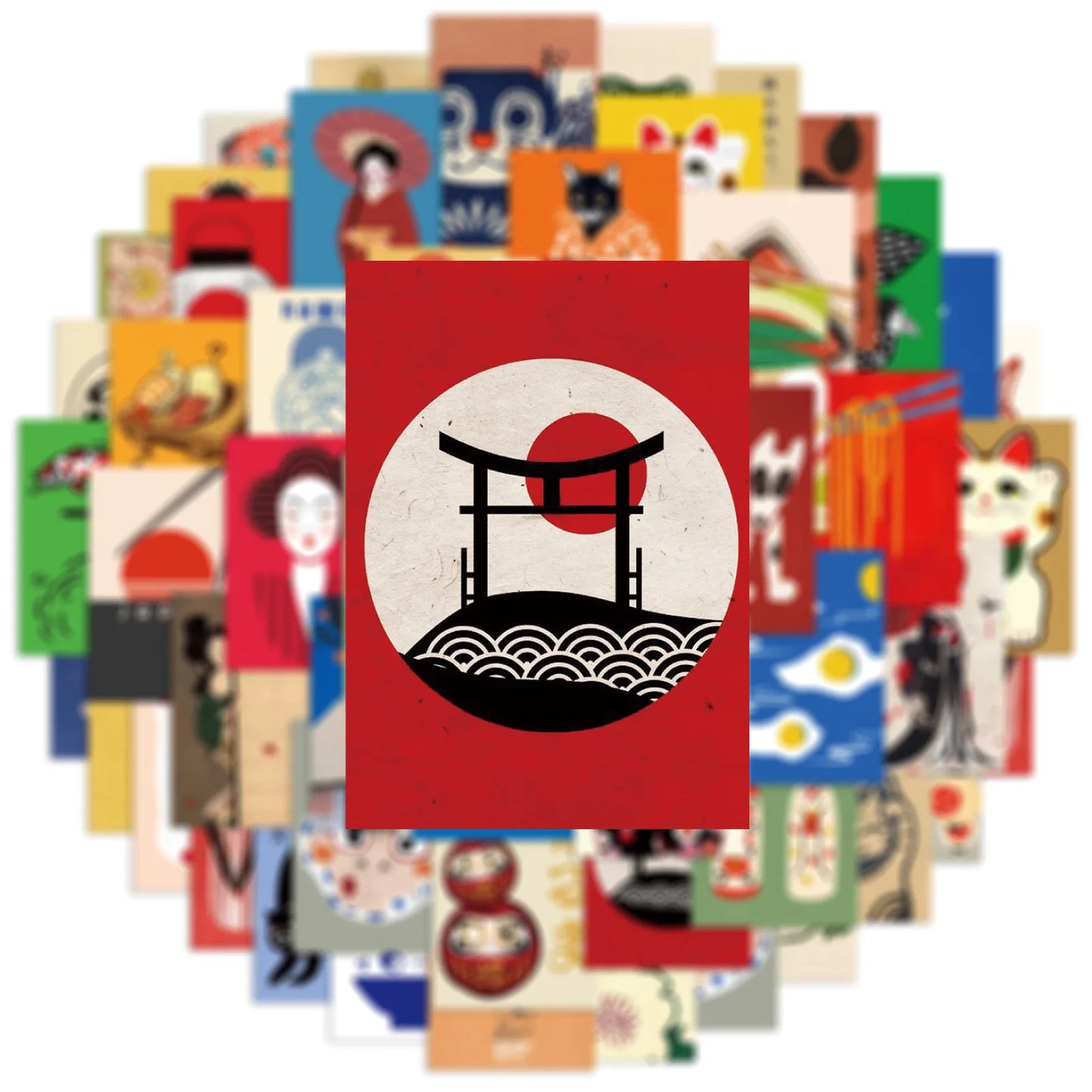 50Pcs Cartoon Japanese Style Poster Stickers DIY Diary Phone Case Handmade Scrapbook Aesthetic Stickers