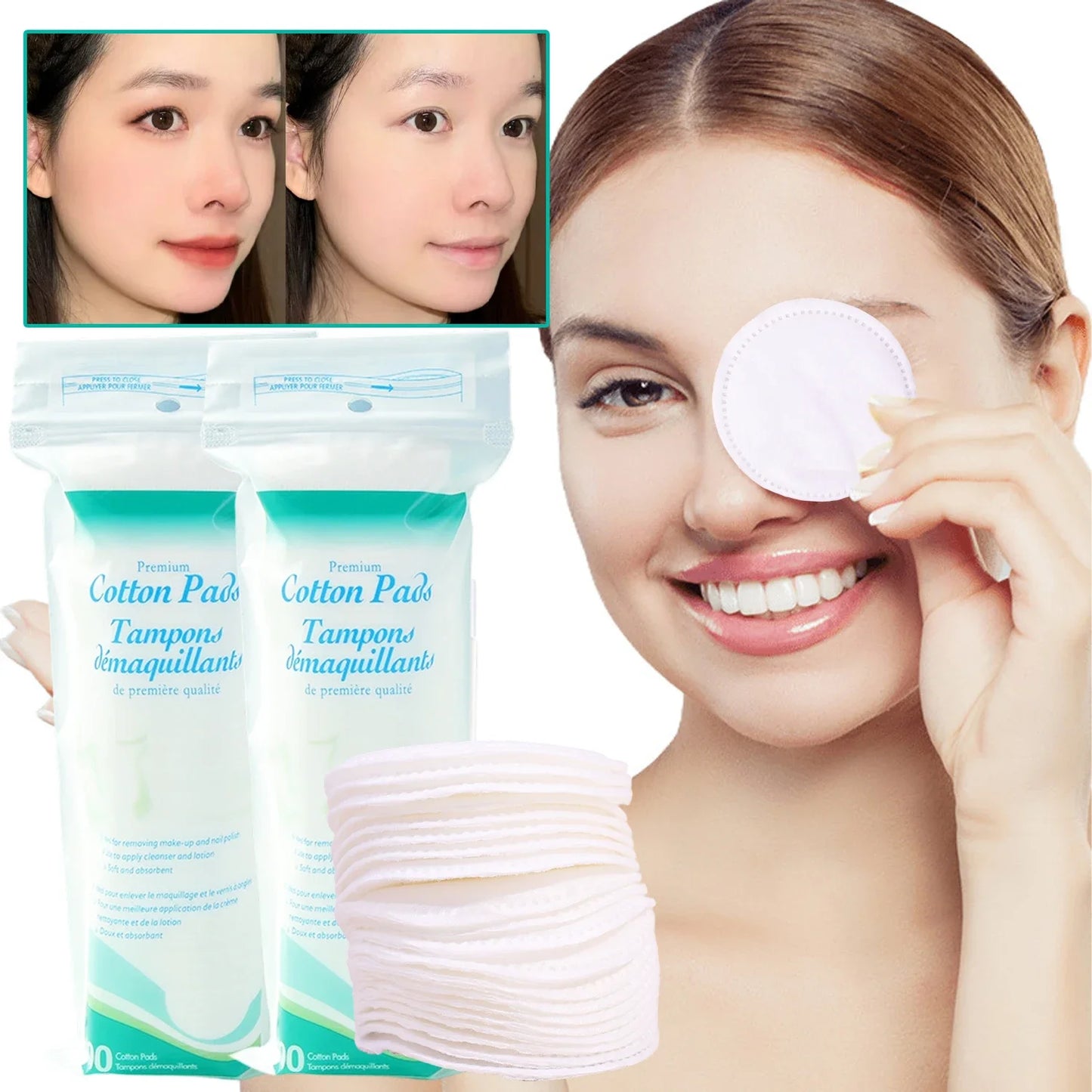 Multi-Use Cotton Makeup Remover Pads Adequate Face Cleansing Soft Exfoliating Cotton Rounds for Makeup Removal and Facial Skin