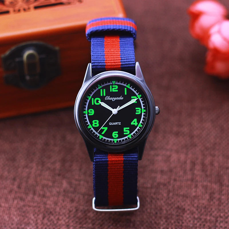 Chaoyada Woman Man Color Stripe Canvas Strap Wrist Watches Children Child Boys Girls Students Fluorescent Digital Test Watches