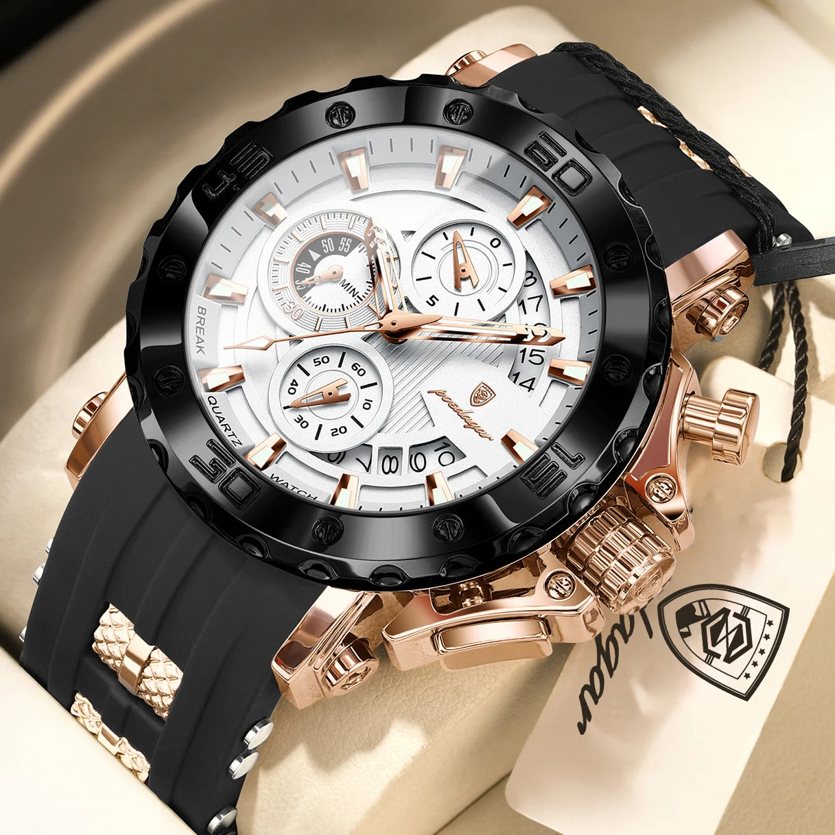 POEDAGAR Luxury Military Men Clock Luminous Waterproof Chronograph Date Men's Watch Silicone Quartz Sports Watches For Man Reloj