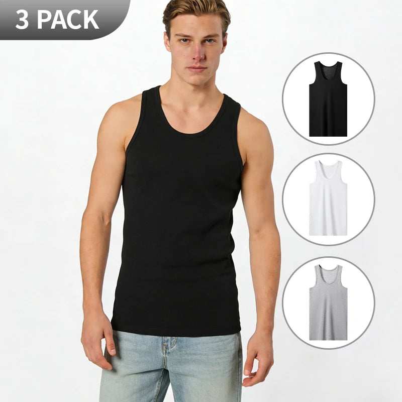 1/3 Piece Men's Vest - Summer Style Slim-Shouldered Solid Color Youth Sports t-Shirt Comfortable Home Wear Inner Layer