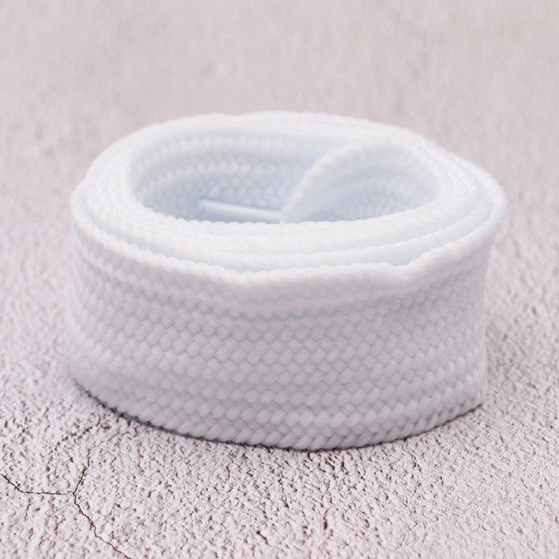 Coolstring 4cm Wide Black White Solid Color Fat Flat Shoelaces High Quality Hoodie Drawstring Waist Laces Kids Adults Sneakers