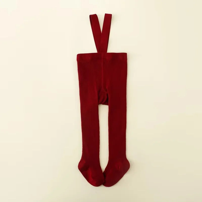 Baby Christmas Tights For Boys Girls Suspender Pantyhose Winter Autumn New Tights With Shoulder Strap Knitted High Waist Legging