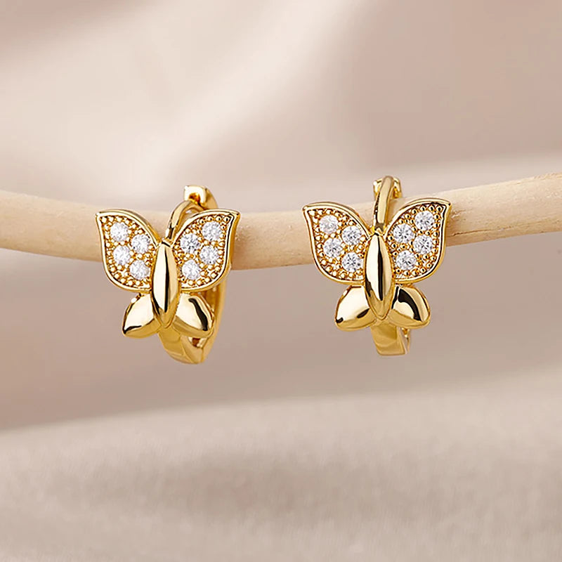 Butterfly Earrings For Women Girls Modern Gold Color Stainless Steel Earrings 2026 Trend New in Wedding Aesthetic Jewelry Femme