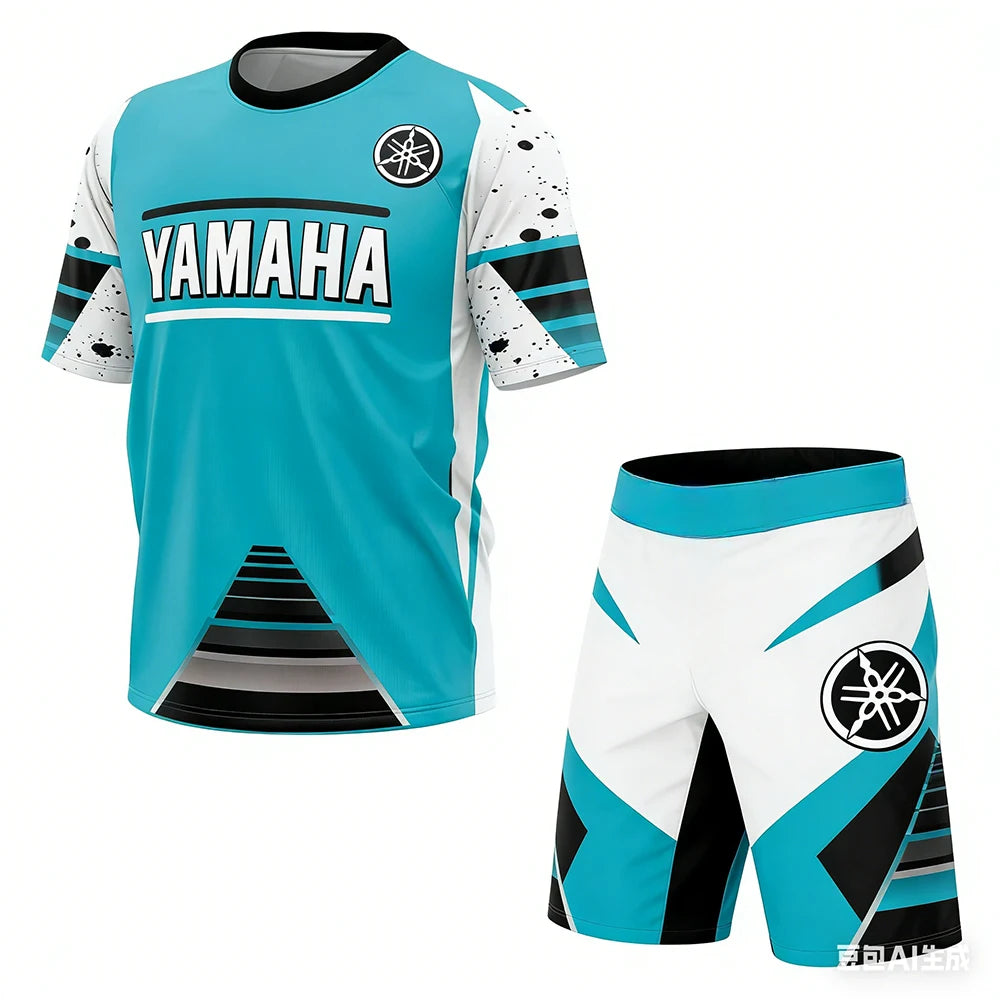 New Summer Yamaha Men's and Women's Motorcycle Riding T-shirt Set Loose Breathable Quick Drying Sports T-shirt Recommended for O