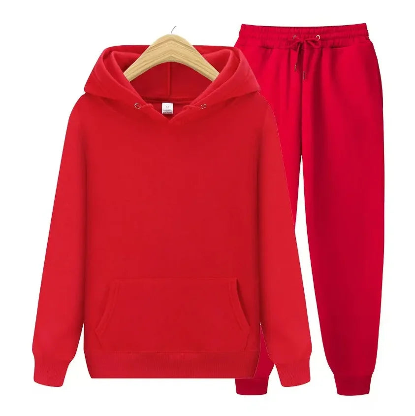 2026 men's autumn and winter casual two-piece hooded sweatshirt and pocket pants regular fit outdoor sports set
