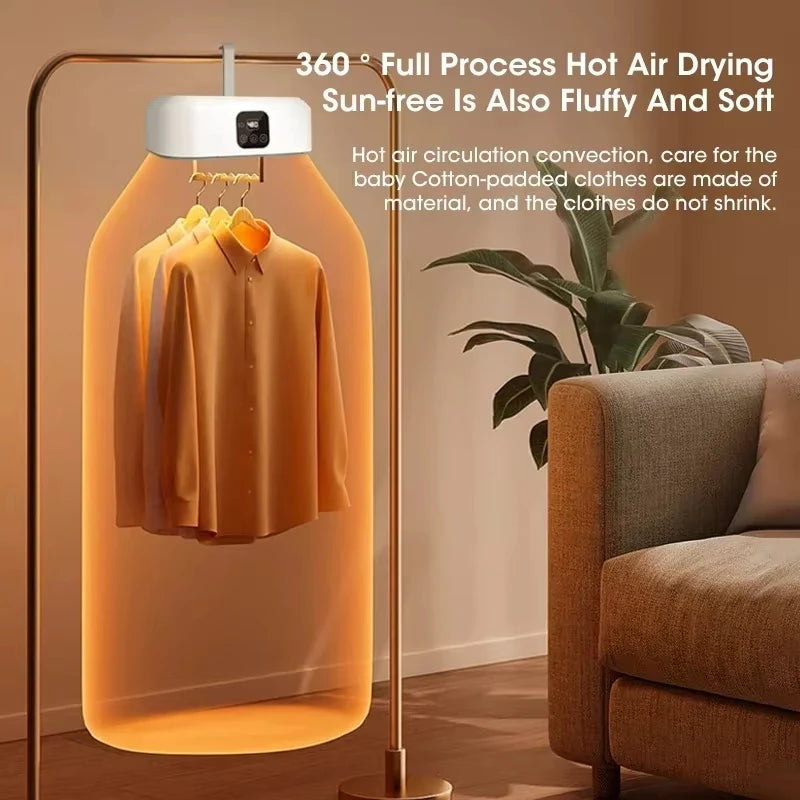 Mini Portable Foldable Electric Dryer with Intelligent Timer for Fast Drying Household Cabinet Compact Travel Drying Bag