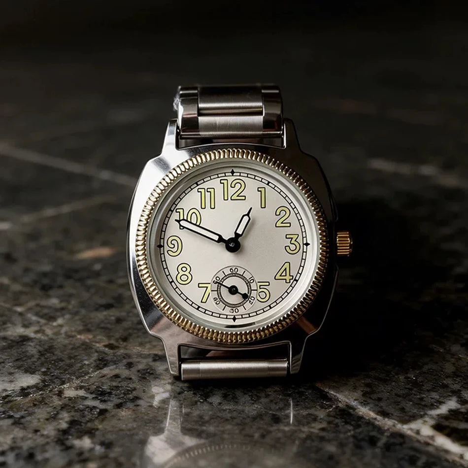 Simple Watch Stainless Steel Strap Handmade Distressed Vintage Style Waterproof Quartz Square Men's and Women's Watches