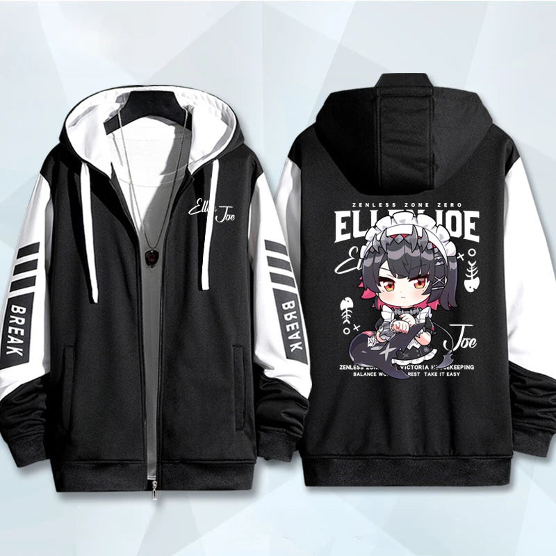 Anime Zenless Zone Zero Zip Up Women/Men Hoodie Sweatshirt ZZZ ZZZERO Ellen Joe Cosplay Zipper Hooded Jacket Outwear