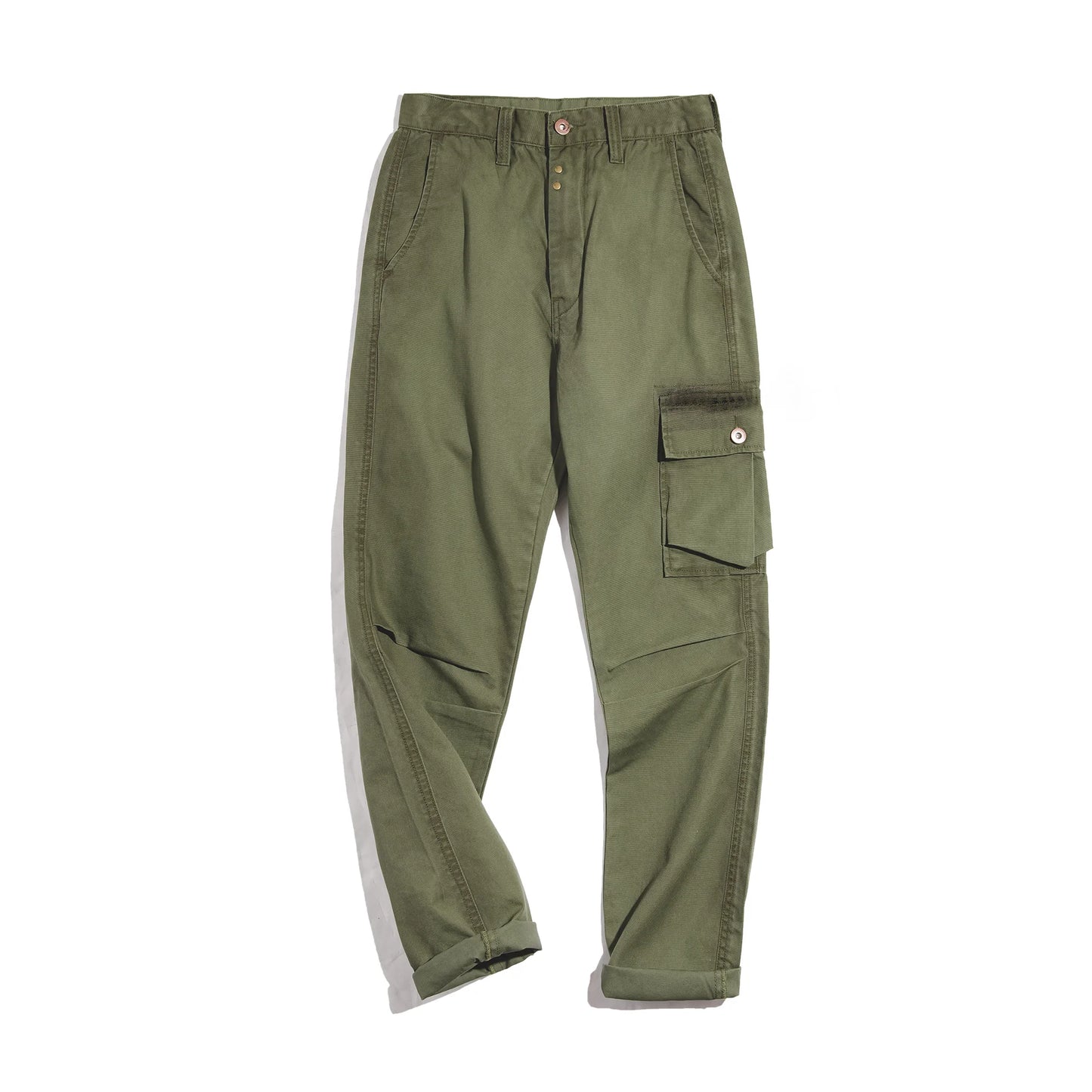 Maden 2023 Autumn Rhombus Cargo Pants Men's  Green Patch Pocket Trousers Uncle Fu 100% Cotton Casual Tactical Pants
