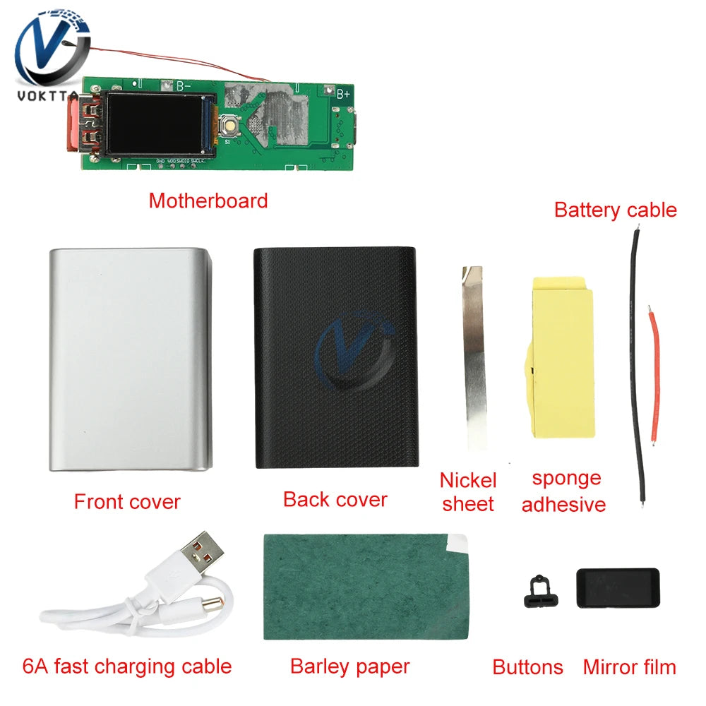 0.96-inch TFT Colour Screen DIY Power Bank Kit 22.5W Fast Charging Module 21700 Battery Case Mini Portable Power Module